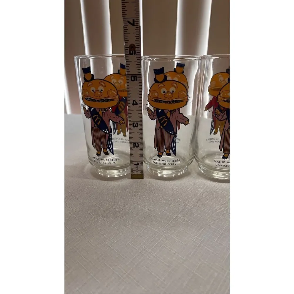 MCDONALDS MAYOR MCCHEESE & HAMBURGLER PROMOTIONAL GLASSES SET OF 4 1970'S